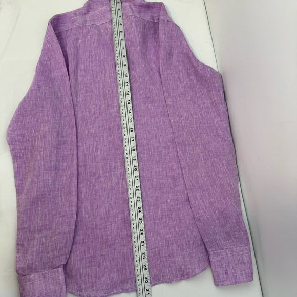 Neros Fumato Positano Men’s S Linen Purple Buttons Down Shirt - Picture 8 of 8